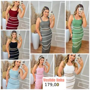 Vestido Longo Em Tricô Moda Festa Modal